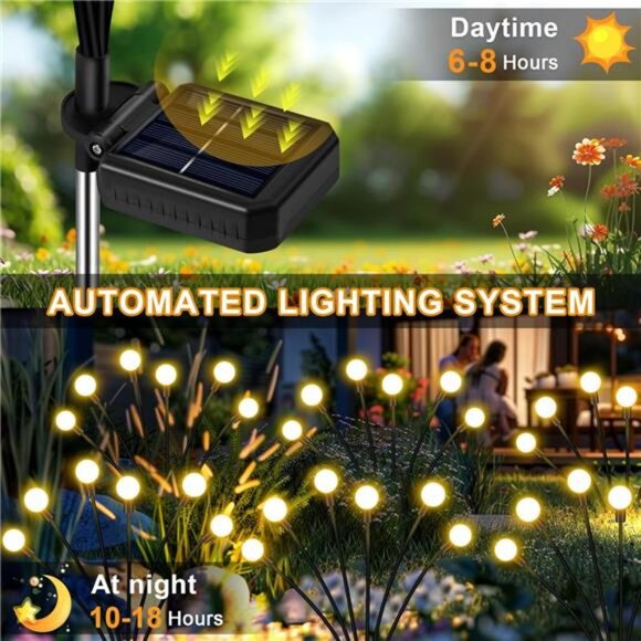 Solar Garden Lights Outdoor, 4 Pack 32LED Swaying Light Waterproof Solar Lights - Picture 6 of 7